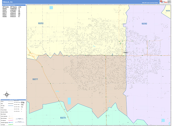 Visalia Map Color Cast Style