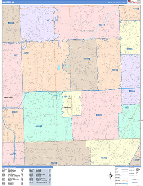 Warren, MI Zip Code Map