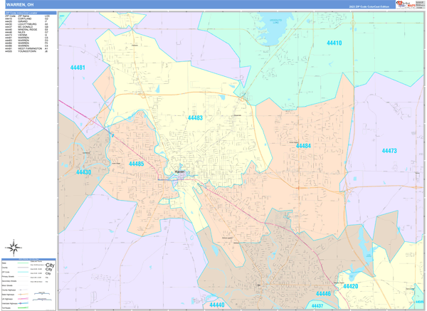 Warren, OH Zip Code Map