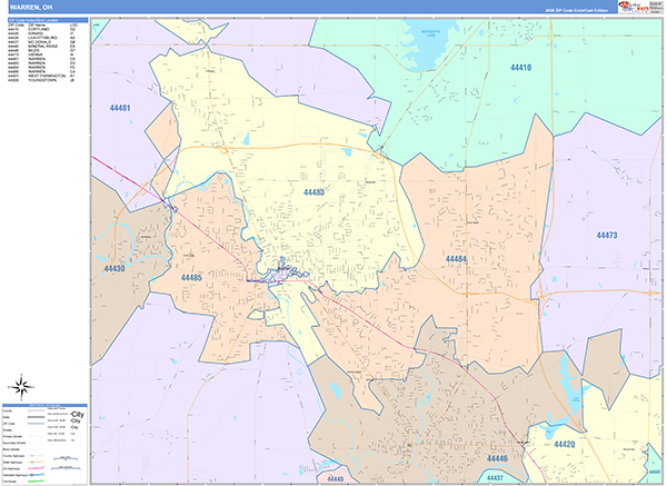 Warren, OH Zip Code Map