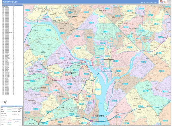 Washington, DC Zip Code Map
