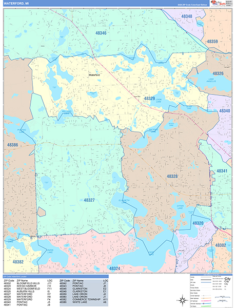 Waterford, MI Zip Code Map