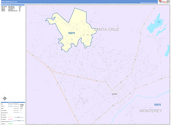 Watsonville Map Color Cast Style