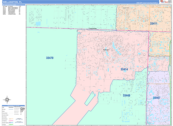 Wellington, FL Zip Code Map
