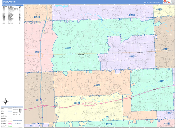 Westland, MI Zip Code Map