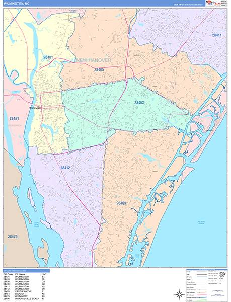 Wilmington City Wall Map Color Cast Style