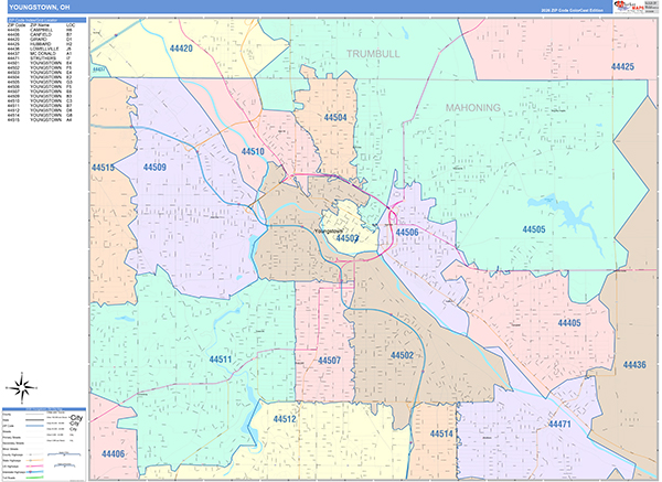 Youngstown, OH Zip Code Map