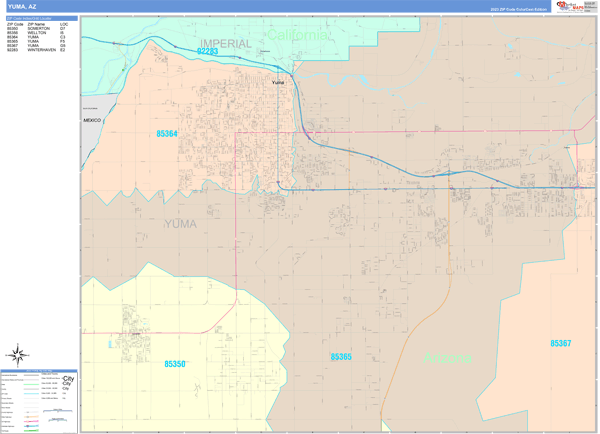 Yuma City Digital Map Color Cast Style