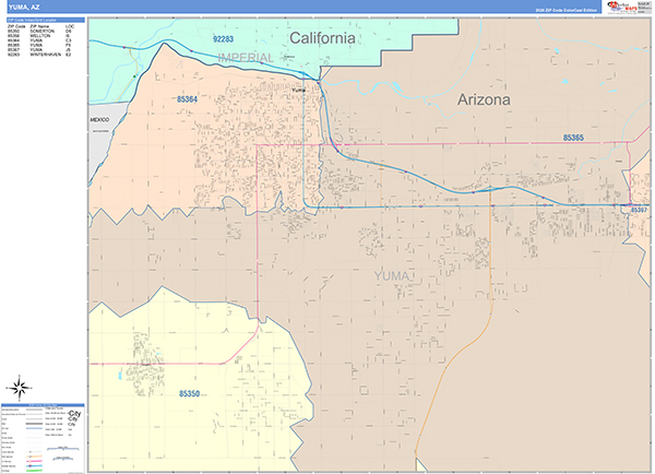 Yuma, AZ Zip Code Map