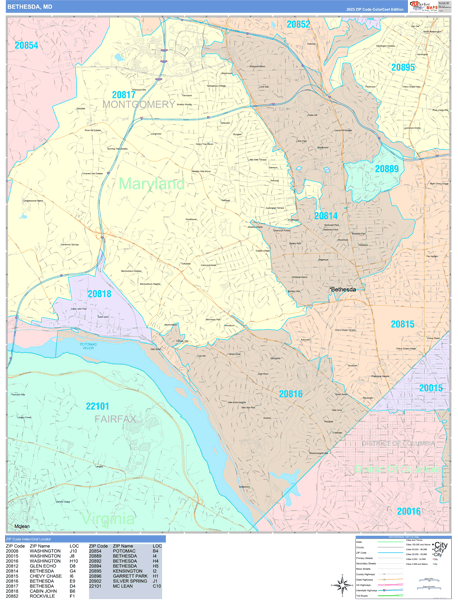 Bethesda Wall Map