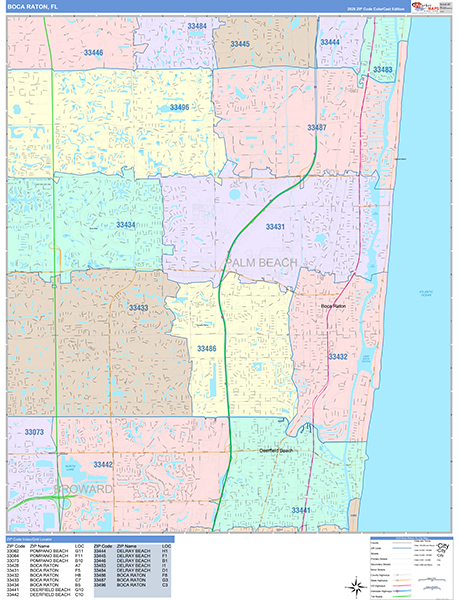 Boca Raton Florida Wall Map (Color Cast Style) by MarketMAPS - MapSales