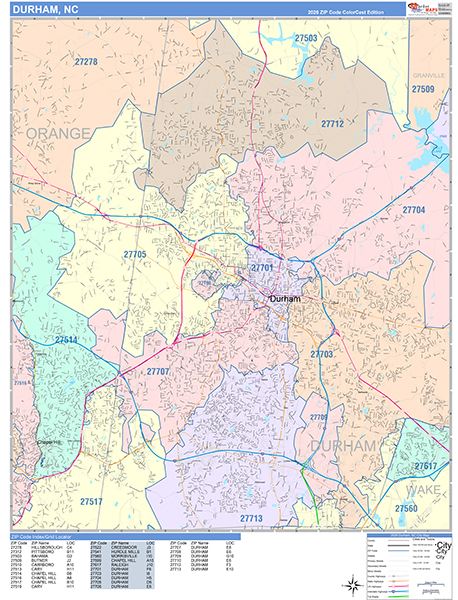 Durham Wall Map