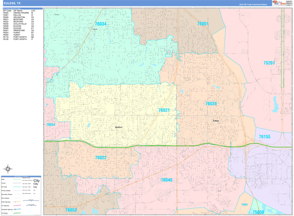 Euless Wall Map