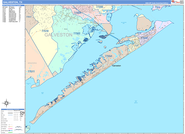 Galveston Wall Map