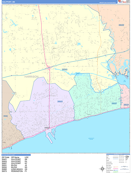 Gulfport Wall Map