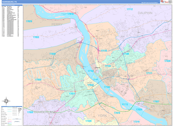 Harrisburg Wall Map