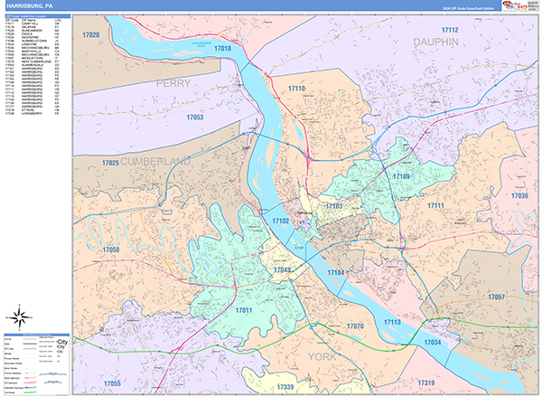 Harrisburg Wall Map