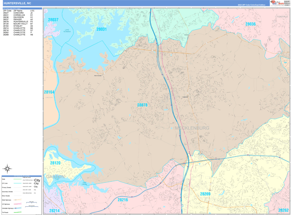 Huntersville Wall Map