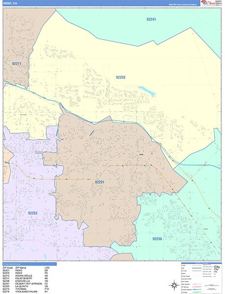 Indio Wall Map