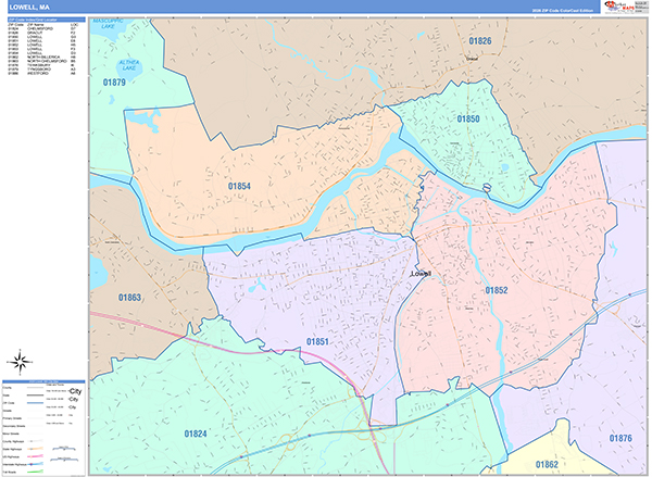 Lowell Wall Map