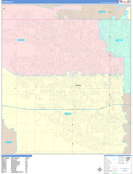 Meridian Wall Map