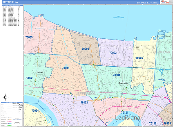Metairie Wall Map