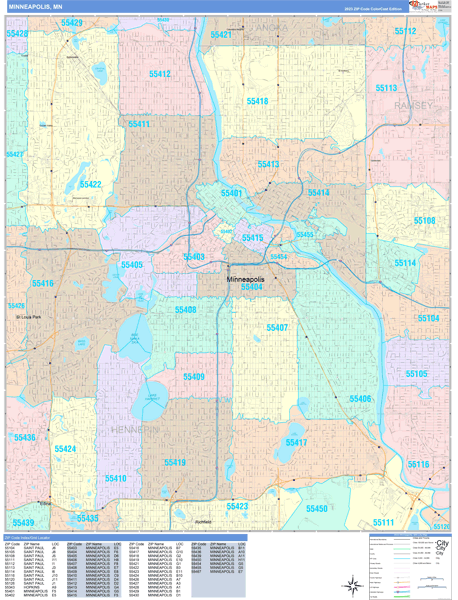 Minneapolis Wall Map