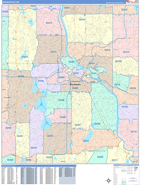 Minneapolis Wall Map