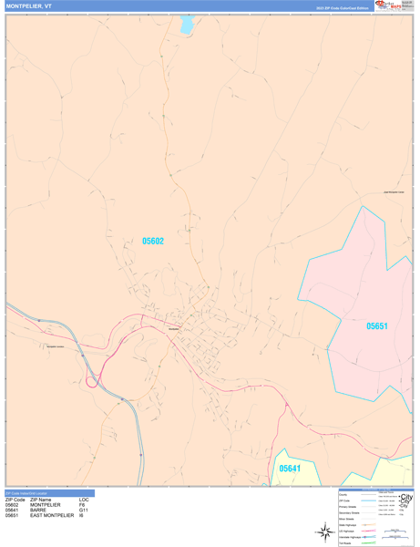 Montpelier Wall Map
