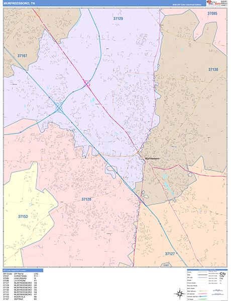 Murfreesboro Wall Map