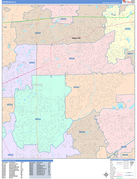 Naperville Wall Map