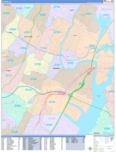 Newark Wall Map