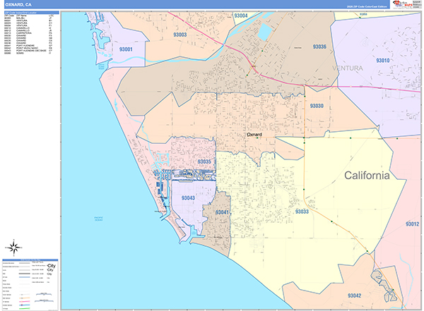 Oxnard Wall Map