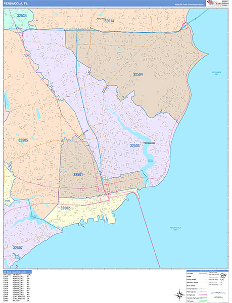Pensacola Wall Map