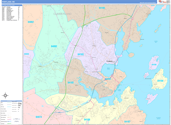 Portland Maine Zip Code Maps Color Cast