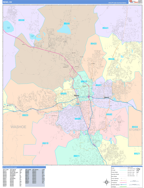 Reno Wall Map