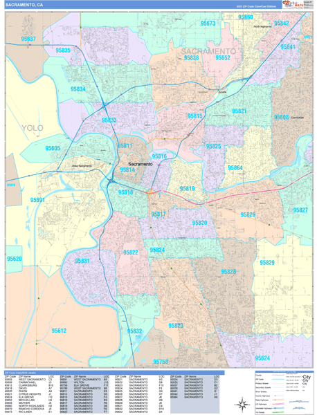 Sacramento Wall Map