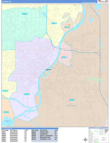 Saginaw Wall Map