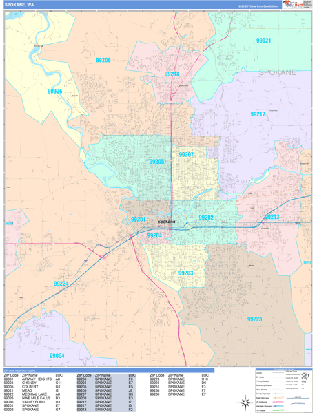 Spokane Wall Map