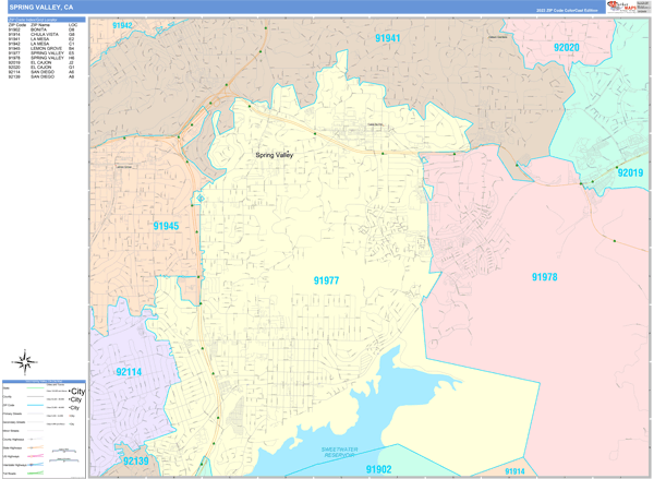 Spring Valley California Wall Map (Color Cast Style) by MarketMAPS ...