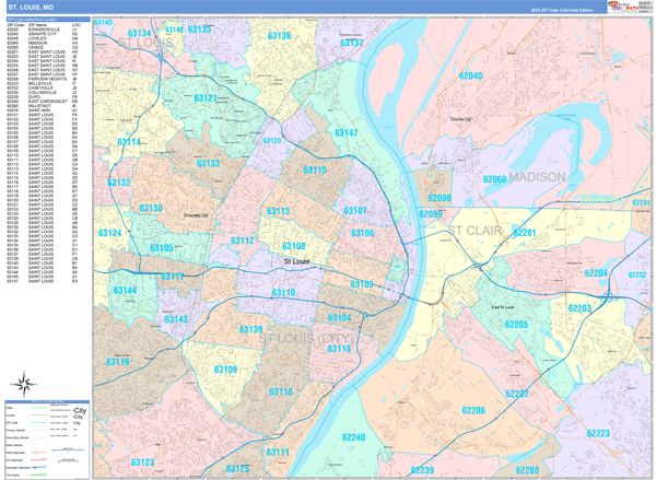 Wall Maps of St. Louis Missouri - marketmaps.com