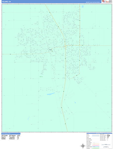 Tulare Wall Map