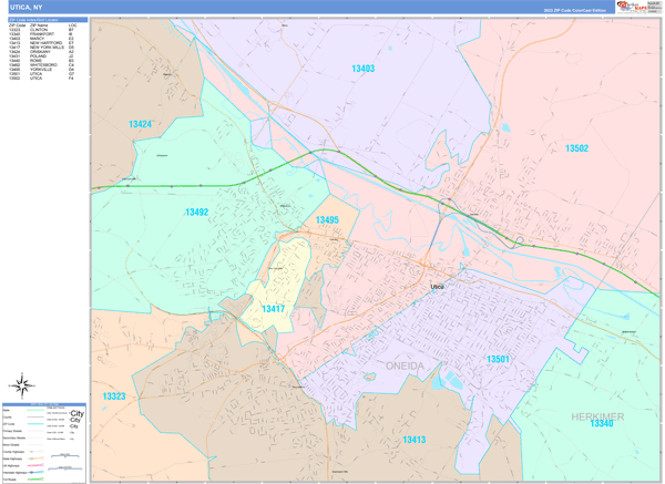 Utica Wall Map