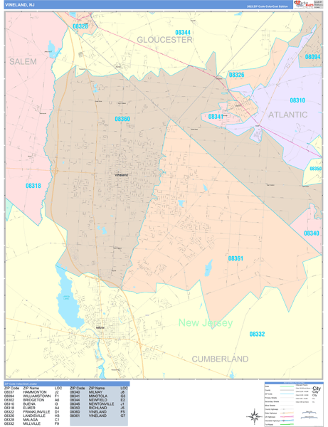 Vineland Wall Map