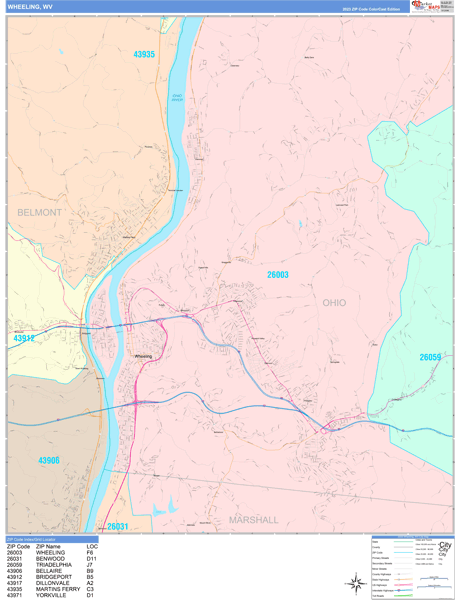 Wheeling Wall Map