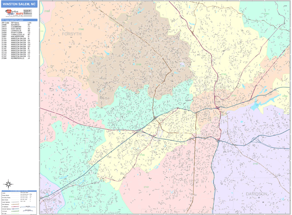 Winston-Salem Wall Map