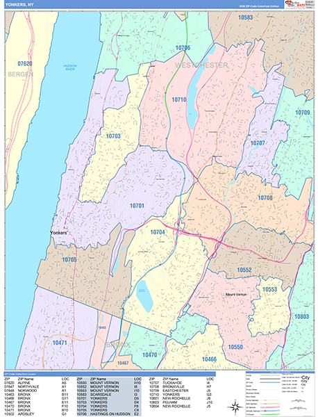 Yonkers Wall Map