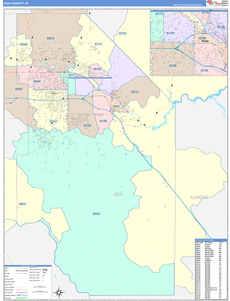 Ada County, ID Zip Code Map