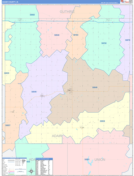 Adair County, IA Wall Map