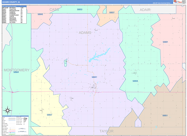 Adams County, IA Zip Code Map